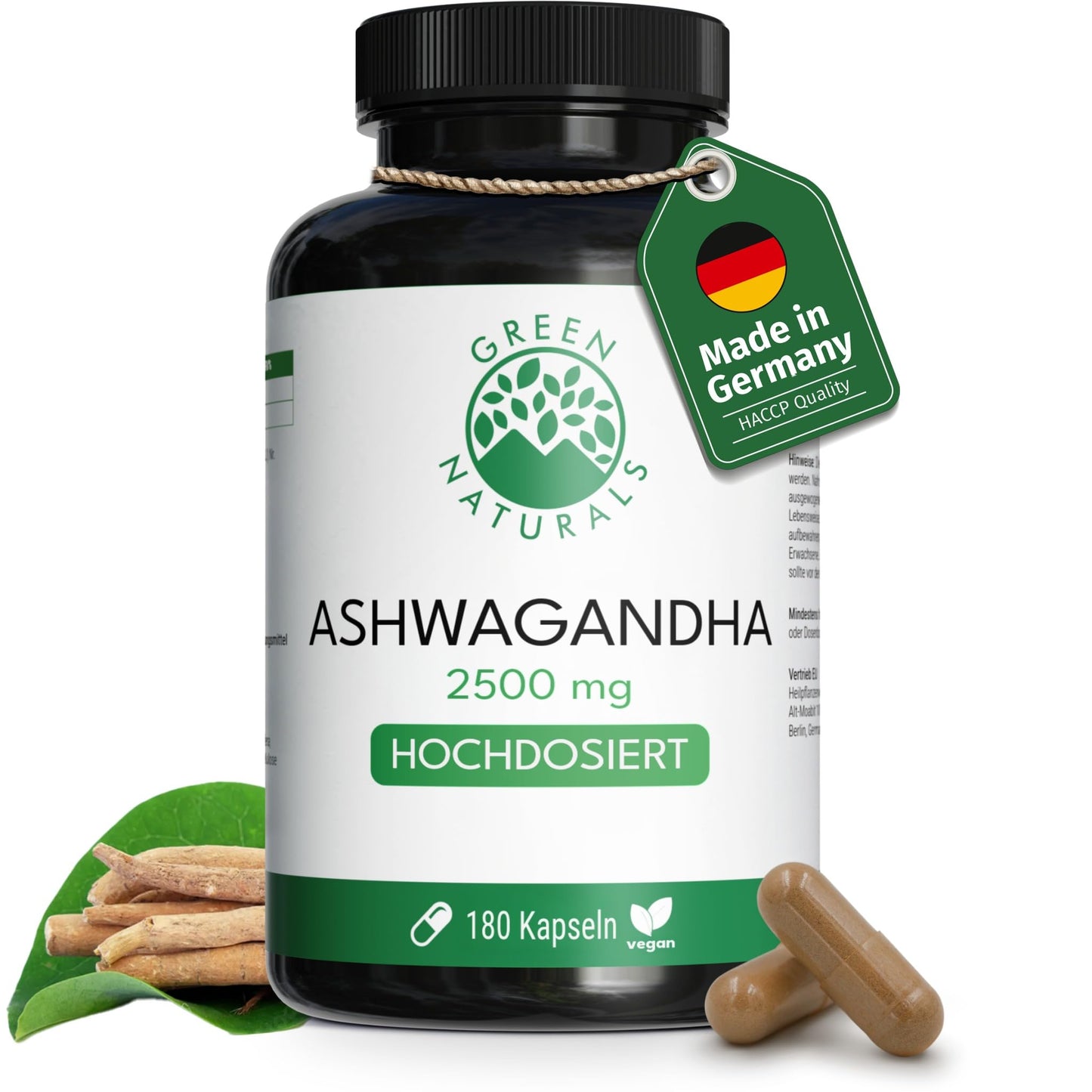 Ashwagandha ekstrakts Green Naturals - 2 500 mg saknes ekstrakts, augsta deva