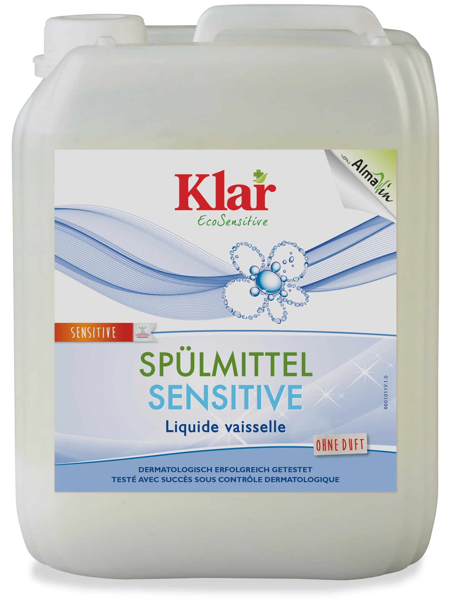 Trauku mazgāšanas līdzeklis Klar EcoSensitive SENSITIV, 5l – bez smaržas, hipoalerģisks