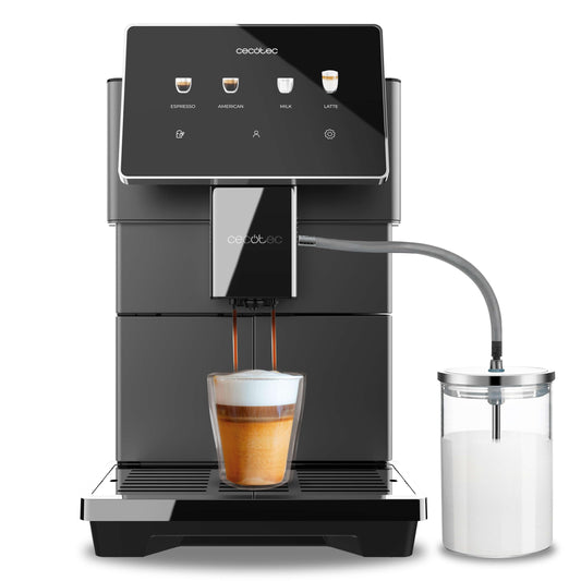 Cecotec kafijas automāts Cremmaet Tempo - 7" TFT ekrāns, 13 receptes, 6 profili, 1350 W, 19 bāru spiediens, 1,5 L ūdens tvertne.