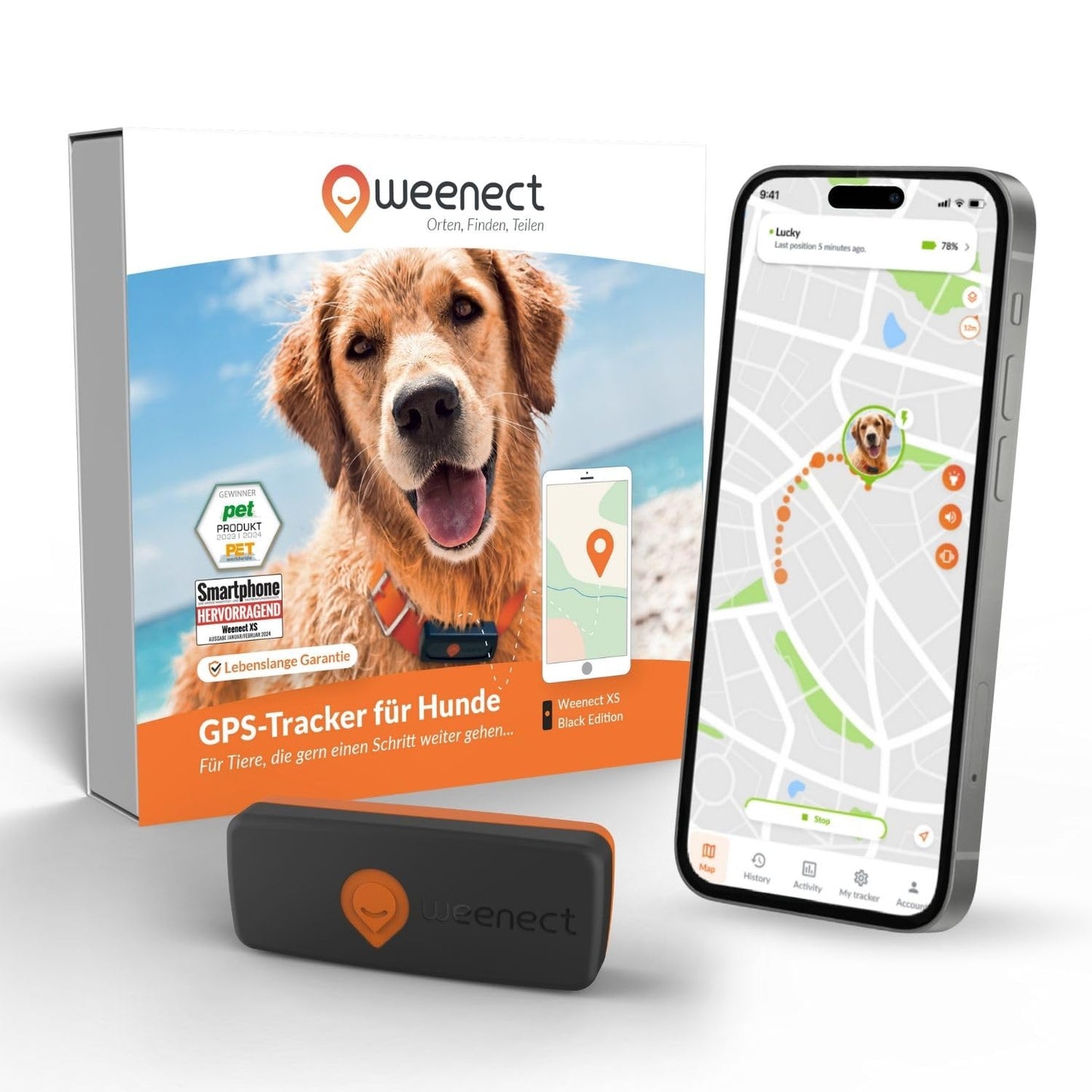 Weenect Hund XS - mini GPS izsekotājs suņiem | reāllaika izsekošana | ūdensizturīgs | mazākais modelis tirgū | darbojas ar abonementu