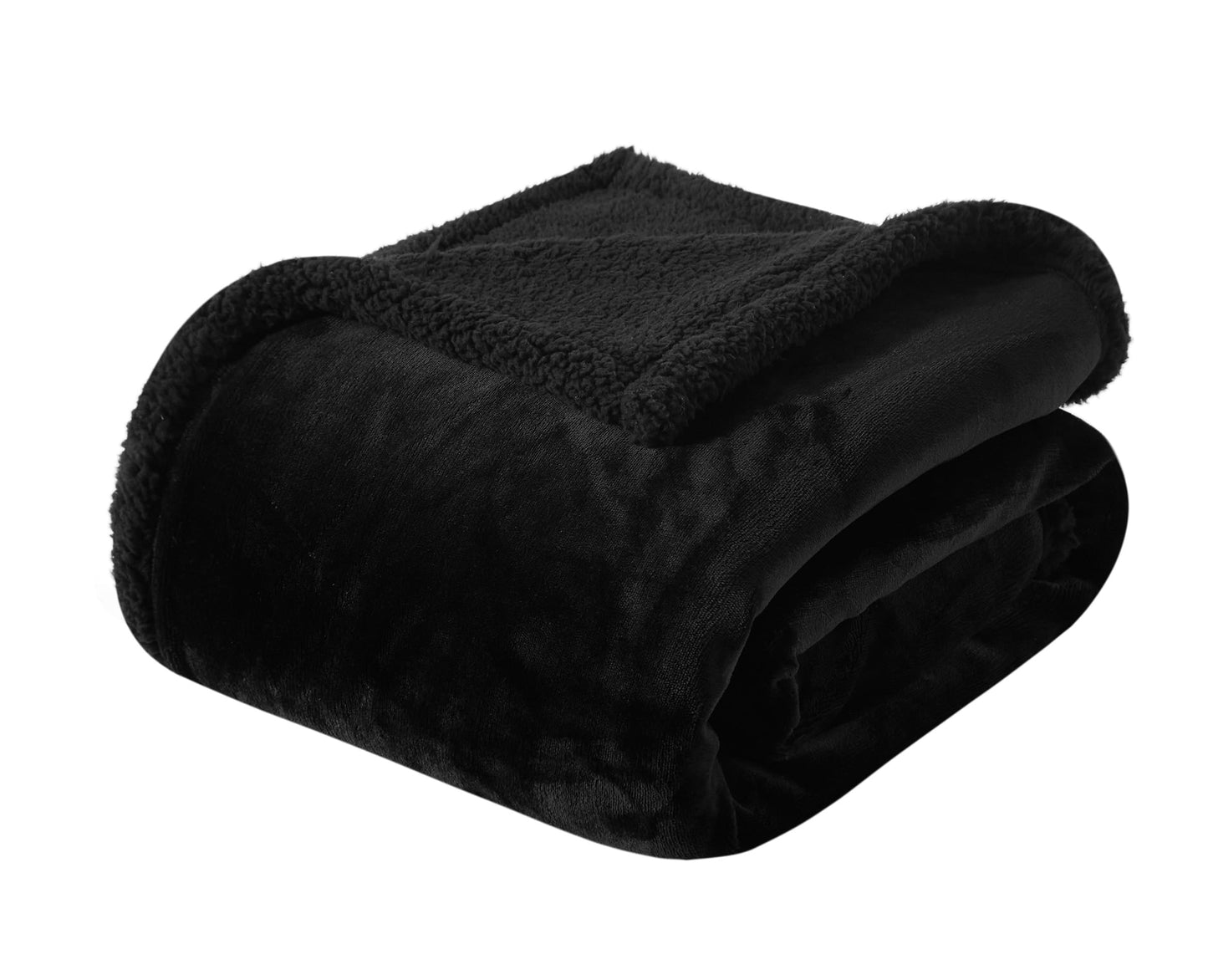 Mīksta sega COZYXWORLD Sherpa ar flaneļa pusi, 150 x 200 cm, melna