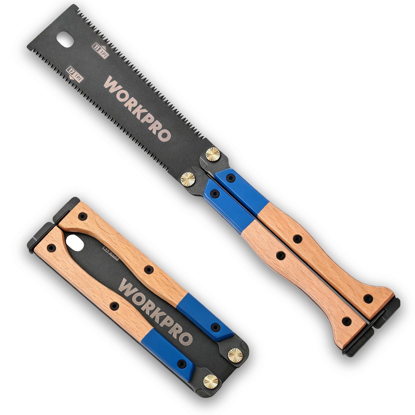Salokāms japāņu zāģis WORKPRO, SK5 tērauda rokas zāģis, 14 cm divpusējs asmens