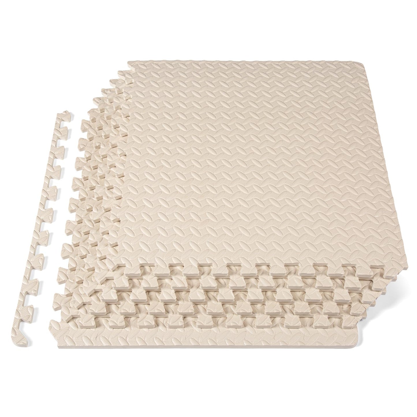 Treniņu paklājiņš ProsourceFit Puzzle Exercise Mat ½ in, Eva savstarpēji savienojamas putu grīdas flīzes mājas sporta zālei, mājas treniņiem, bērnu grīdas aizsardzībai, krēmkrāsā, 24 in x 24 in x ½ in, 24 Sq Ft - 6 Tiles