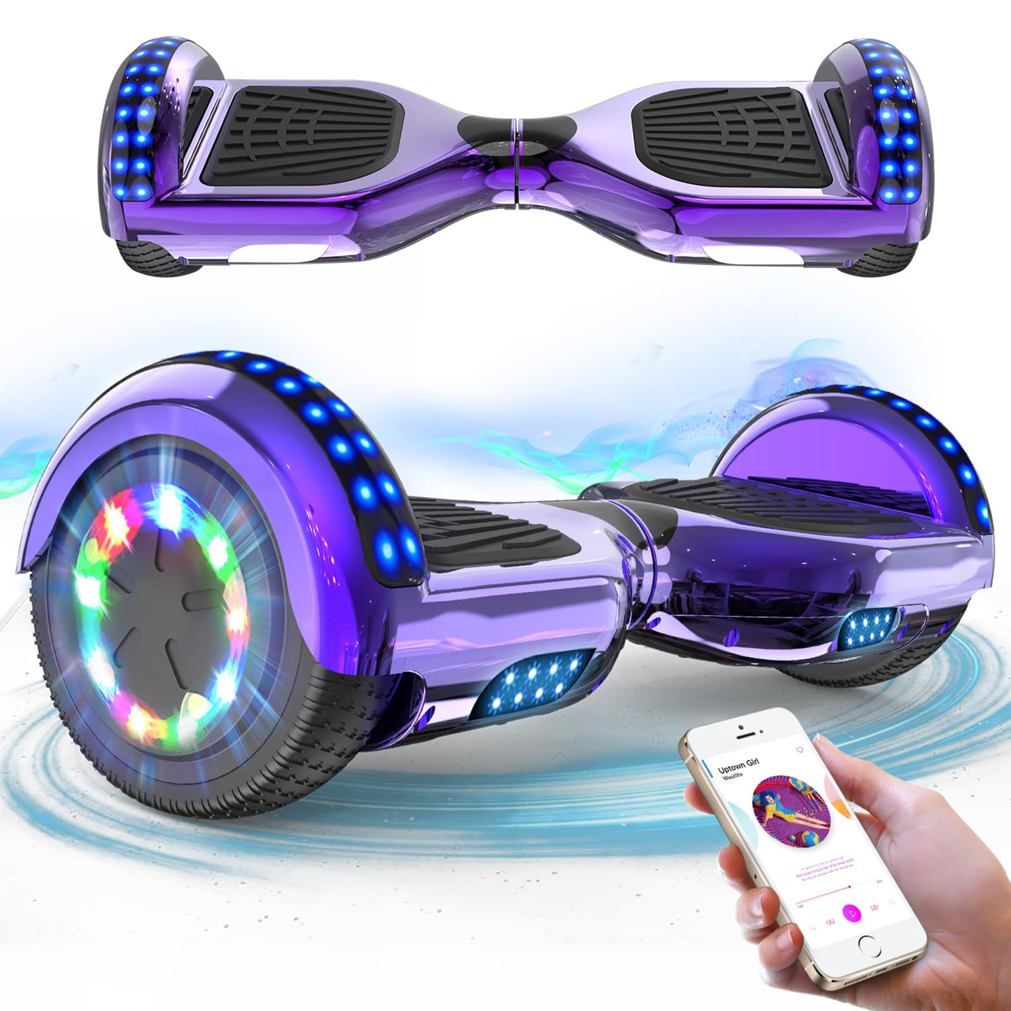 Bērnu hoverboards RCB 6,5 collas ar Bluetooth un LED apgaismojumu, jaudīgs motors