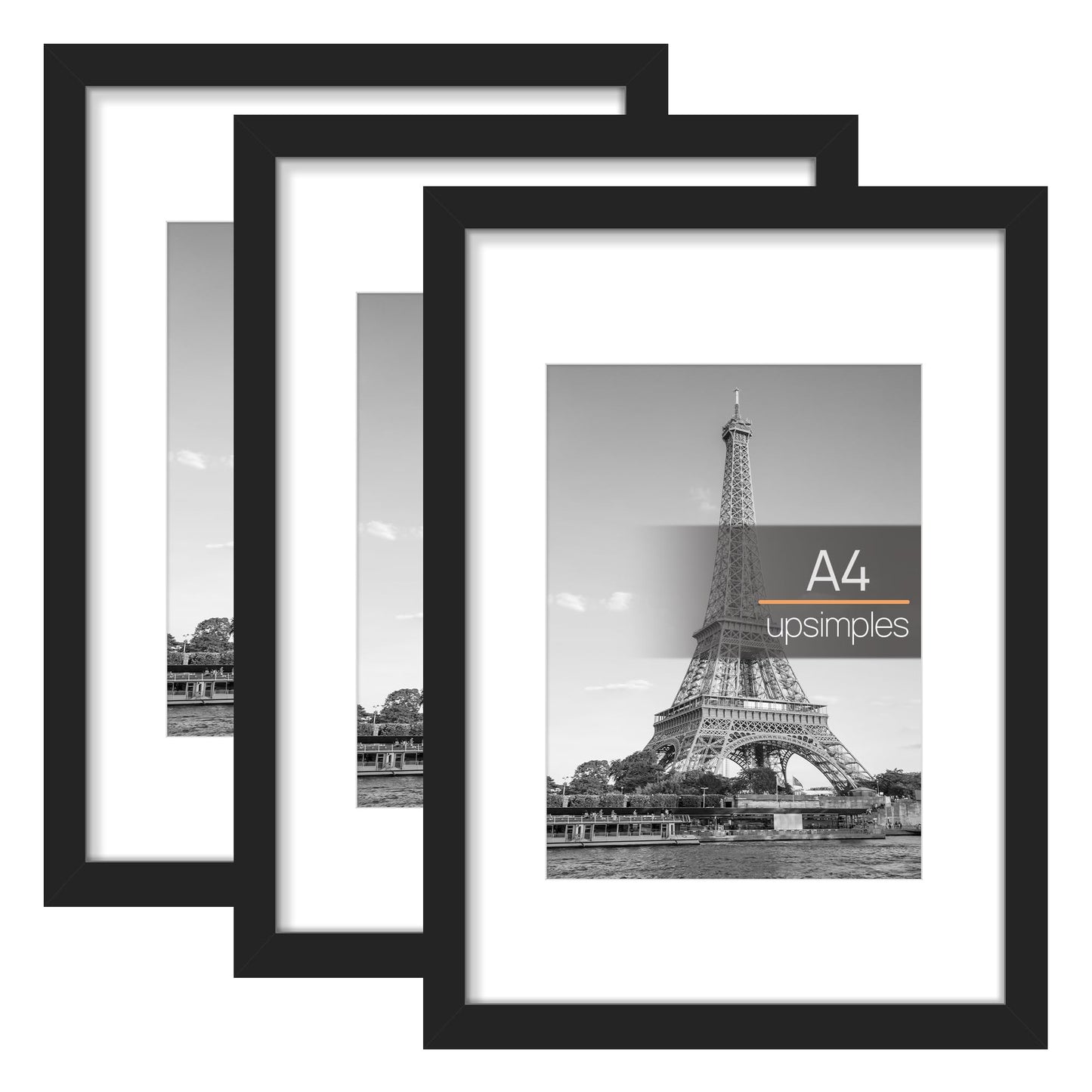Attēlu rāmji A4, 3 gab., upsimples, melni, fotoattēliem, bērnu zīmējumiem un plakātiem