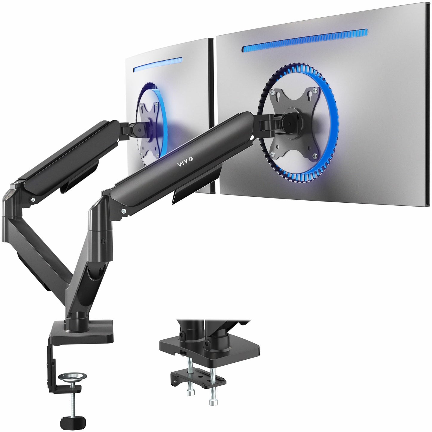 Monitora turētājs 2 monitoriem VIVO 17-32 collas, ekrāna turētājs 2 monitoriem līdz 9 kg uz katras rokas, mehānisks locītavu kronšteins, 360° grozāms, kabeļu vadība, VESA 75x75 100x100, STAND-V002O
