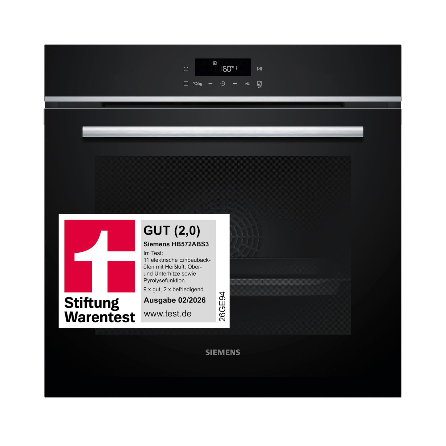 Iebūvējama cepeškrāsns Siemens iQ300 60 x 60 cm, nerūsējošais tērauds, karstā gaisa fritēšana, HB572ABS3