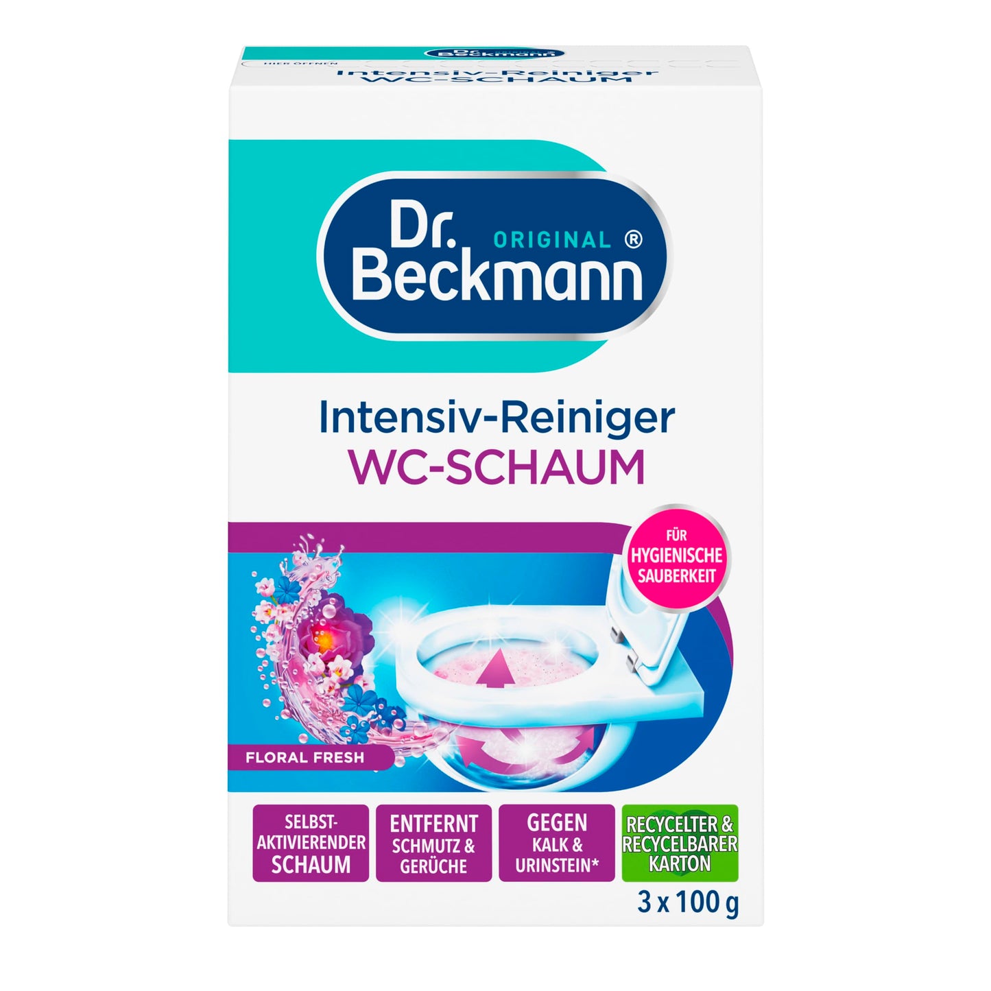 WC tīrīšanas putas Dr. Beckmann Intensiv Floral Fresh, 3 x 100 g