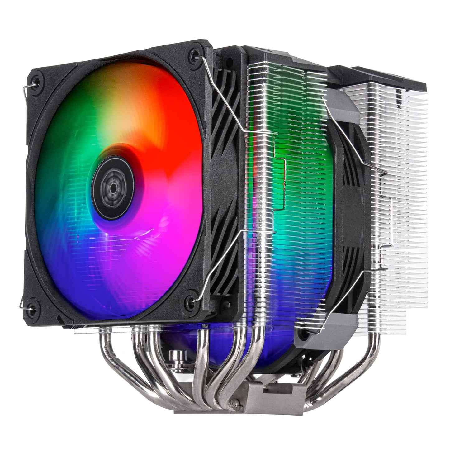 SilverStone Hydrogon D140 ARGB - High-performance dual-tower CPU cooler with six copper heat pipes and dual ARGB fans.