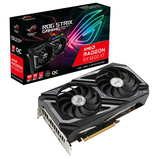 ASUS ROG Strix AMD Radeon RX 6600XT OC - 8GB GDDR6, PCIe 4.0, Aura Sync, HDMI 2.1, DisplayPort 1.4a, black