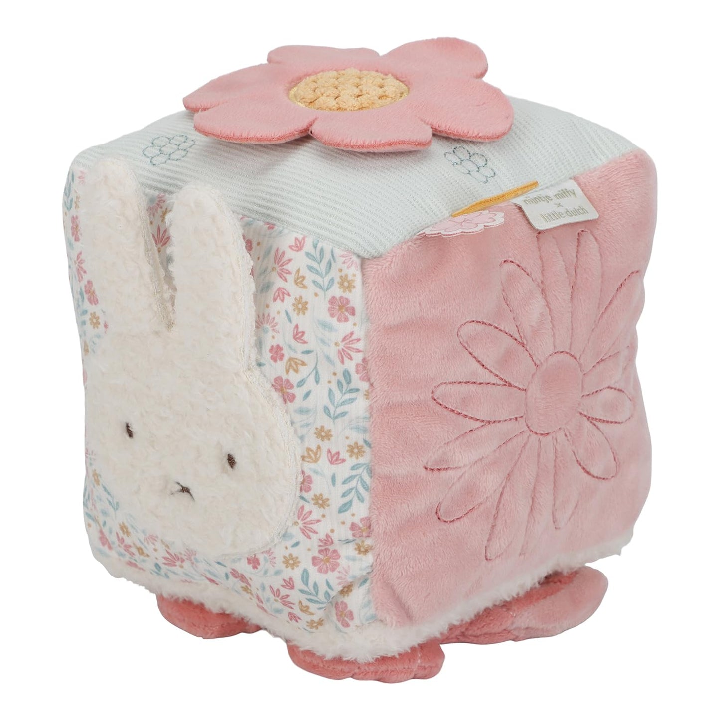 Little Dutch nijntje Miffy x aktivitātes kubs ar spoguli, mīksts sensorais kubs mazulim, rozā Lucky Blossom
