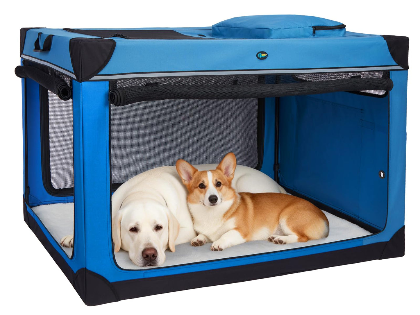 Suņa būris Ownpets 122 cm XXL saliekams lieliem suņiem, zils