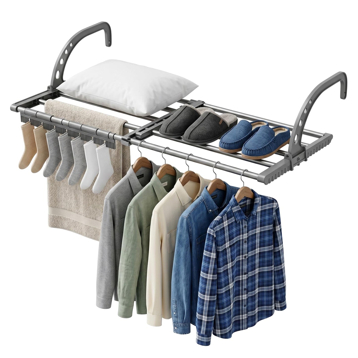 Balkona veļas žāvētājs, 38-55 cm mazs izvelkams salokāms veļas žāvētājs