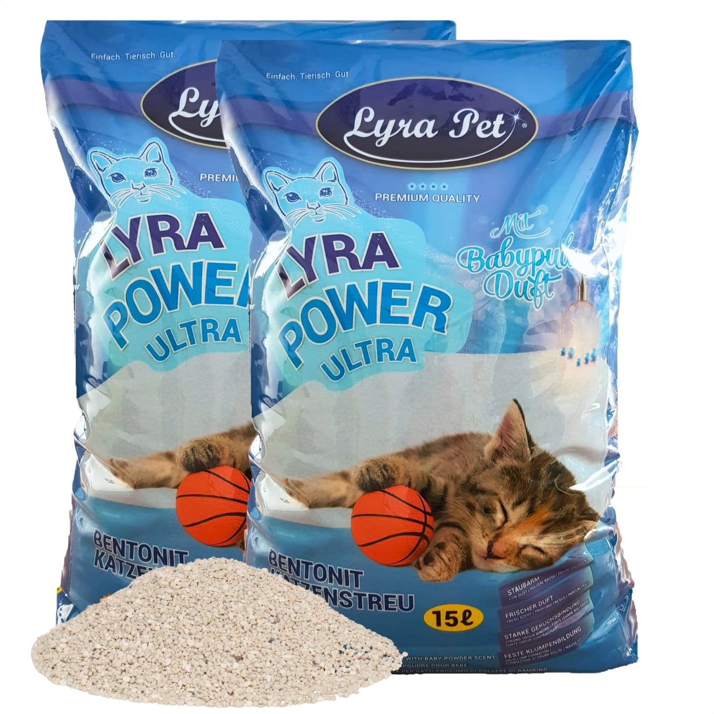 Kaķu pakaiši Lyra Pet® 30 Litri (2x15L) Lyra Power Ultra Excellent bentonīta pakaiši