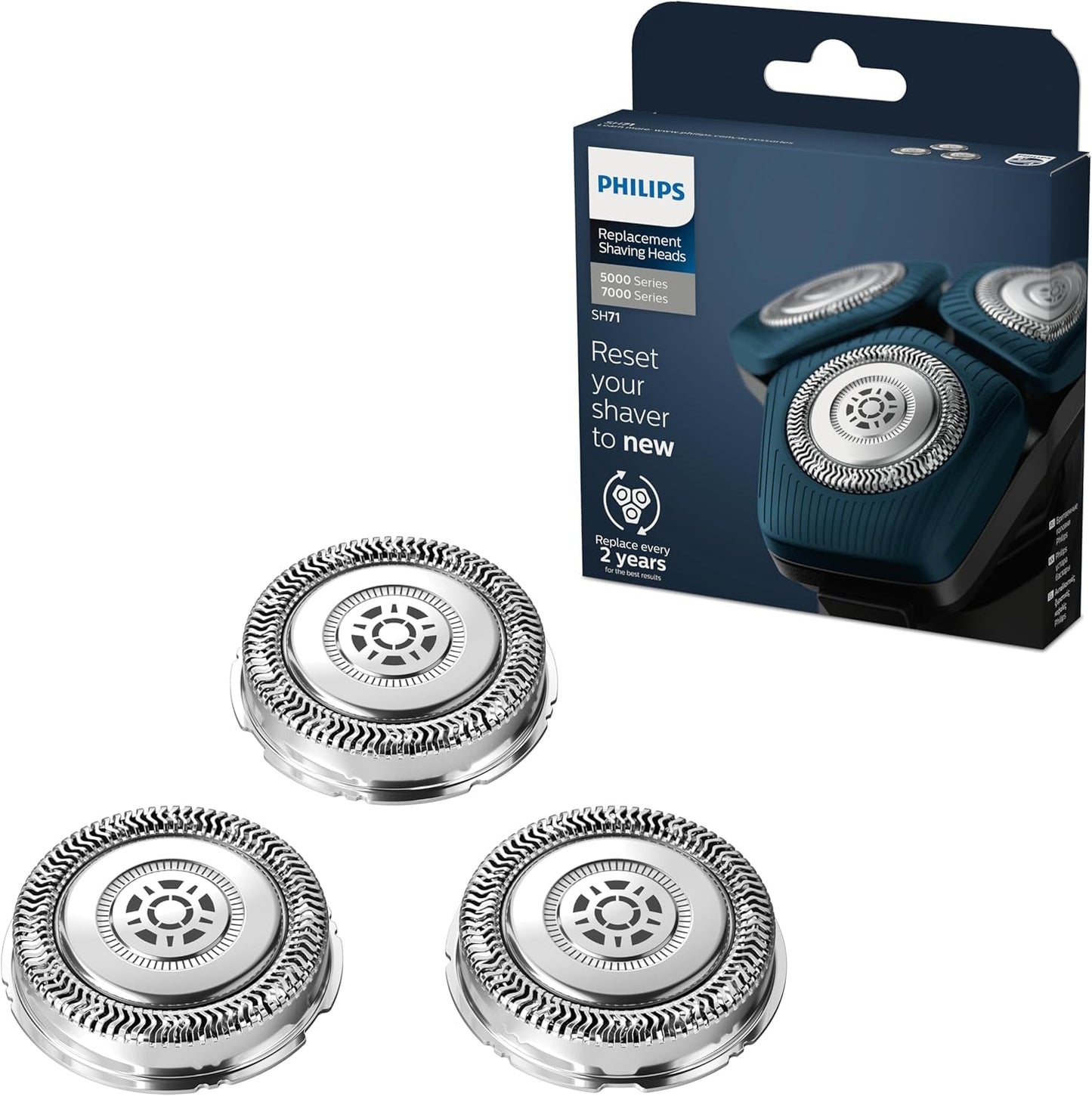 Philips rezerves skuvekļa galva elektriskajiem skuvekļiem Series 7000 & 5000 (modelis SH71/50), nerūsējošais tērauds