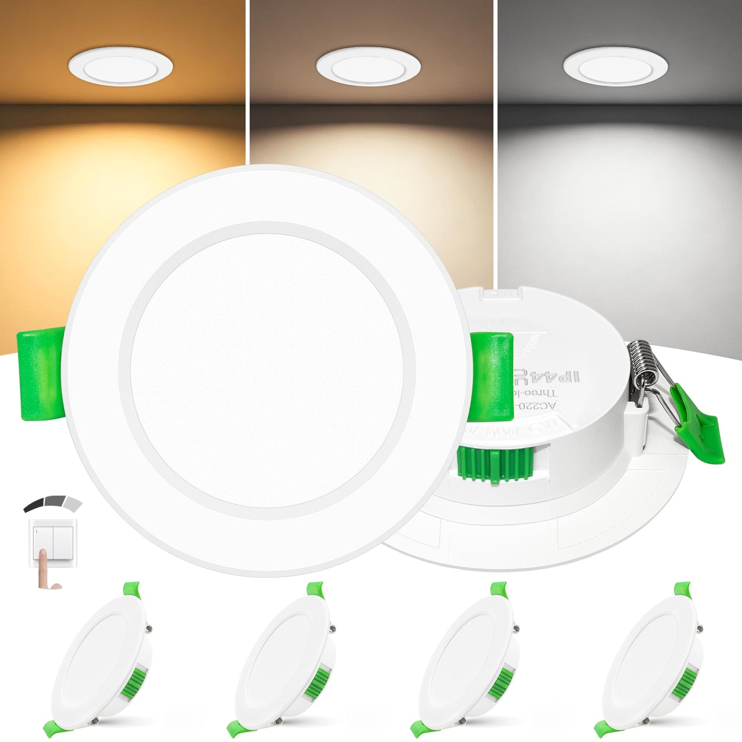 Laiebri LED iebūvējamie prožektori 230V 3-stāvu regulējami LED spoti IP44 4er Set