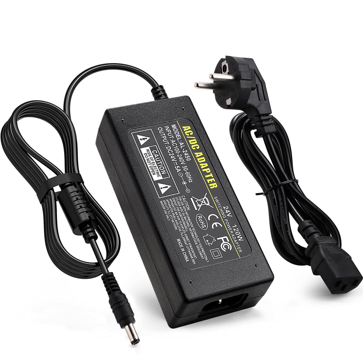 Strāvas adapteris TOBWOLF DC 24V 5A, 120W AC 100-240V barošanas avots, transformators