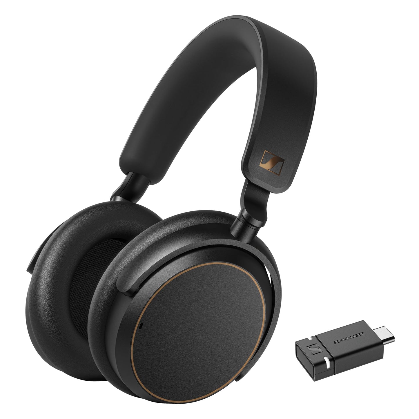 Sennheiser ACCENTUM Special Edition - Bluetooth austiņas ar 50 stundu akumulatoru, hibrīda ANC, USB-A/USB-C donglis - Melns/Varš