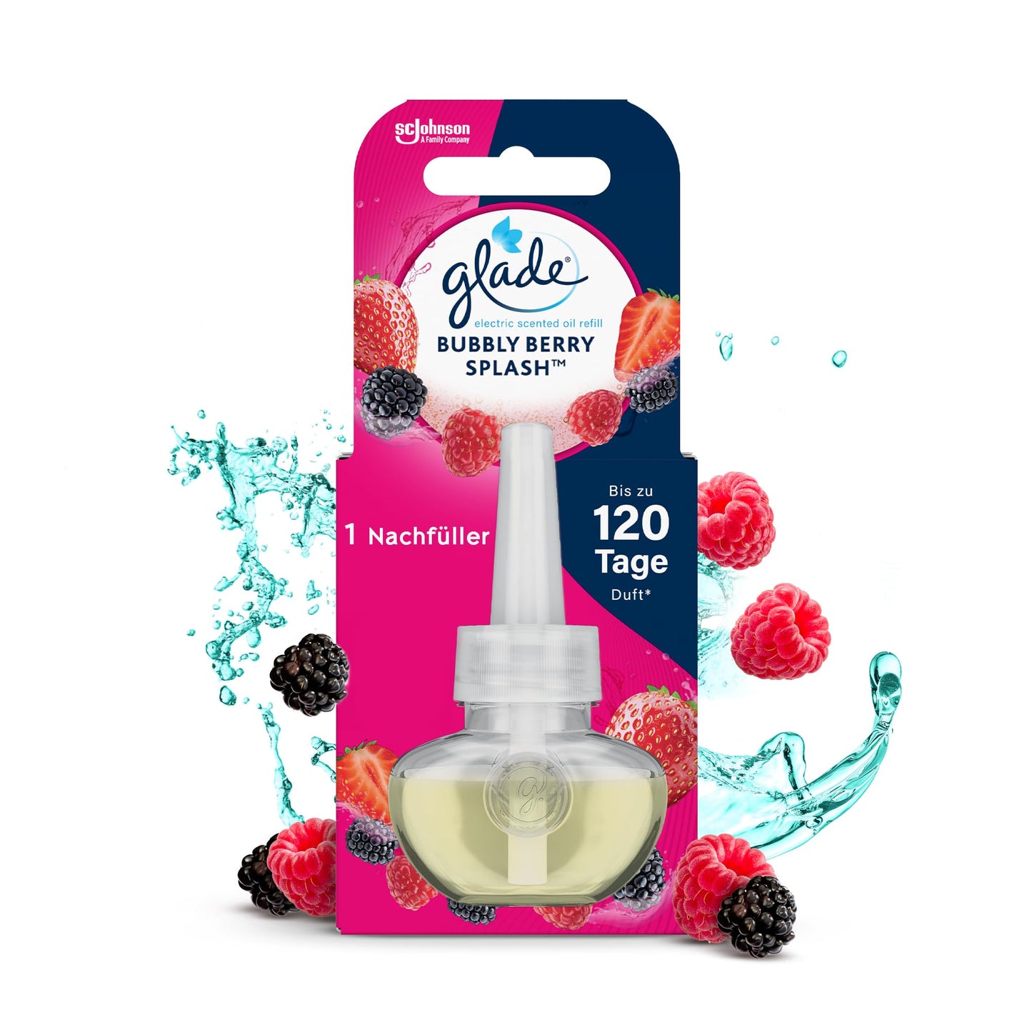 Elektriskais telpu aromāts Glade (Brise) Electric Scented Oil Bubbly Berry Splash, aromāta eļļas uzpilde, 1 iepakojums (1 x 20 ml)