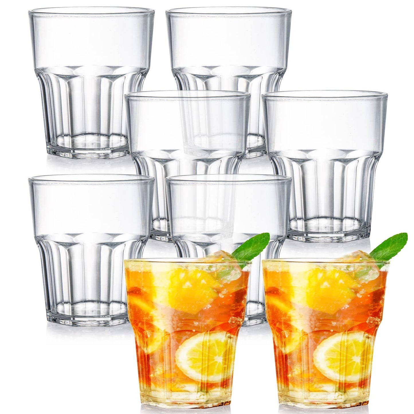 Ūdens glāzes Tebery, 8 gab., 250ml, plastmasas akrila glāzes viskijam un kokteiļiem, atkārtoti lietojamas