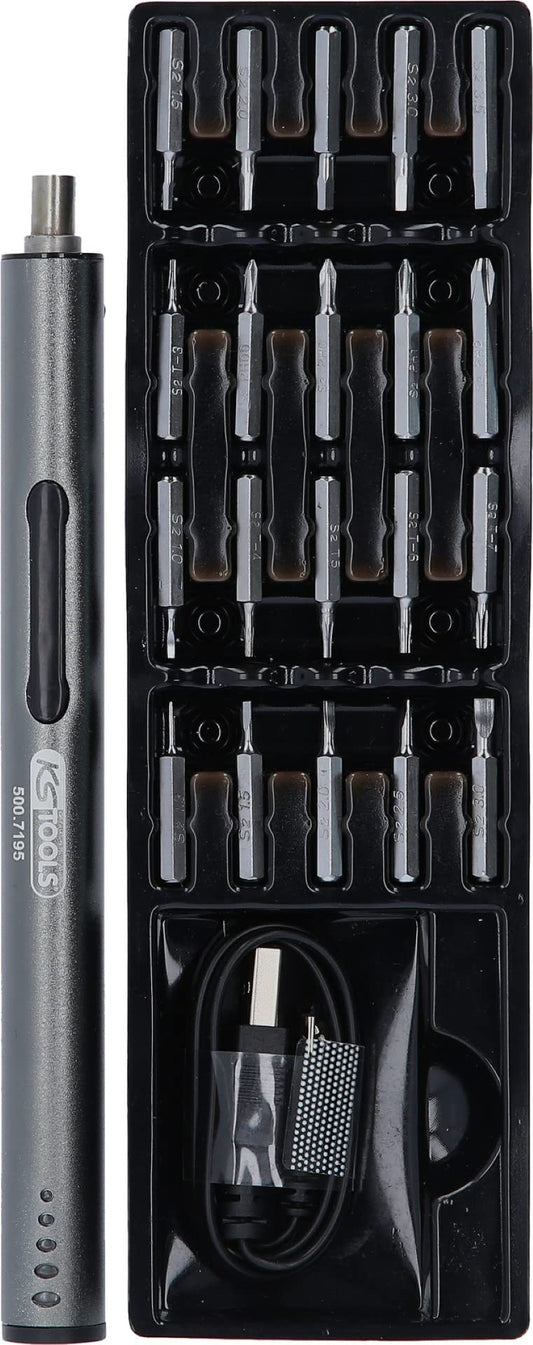 KS Tools 500.7195 USB akumulatora skrūvgriezis - litija jonu akumulators, 20 biti, 3,7 V / 260 mAh.