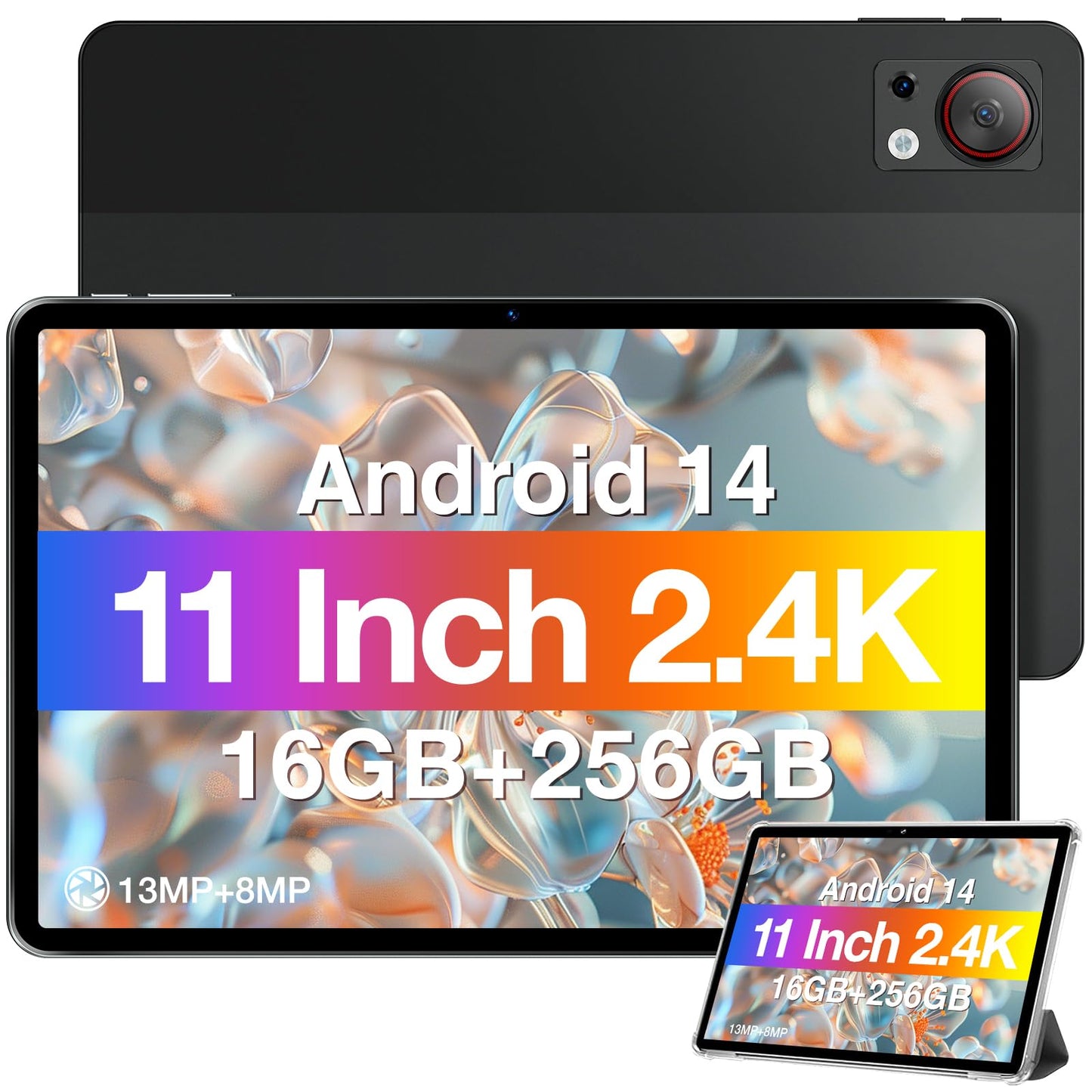 19. DOOGEE T30S planšetdators Android 14, 2,4 K planšetdators 11 collas, 16 GB RAM + 256 GB ROM/TF 1 TB skārienekrāns, lēts planšetdators 5G WiFi | 13 MP + 8 MP | 8580 mAh | Widevine L1 spēļu planšetdators Melns