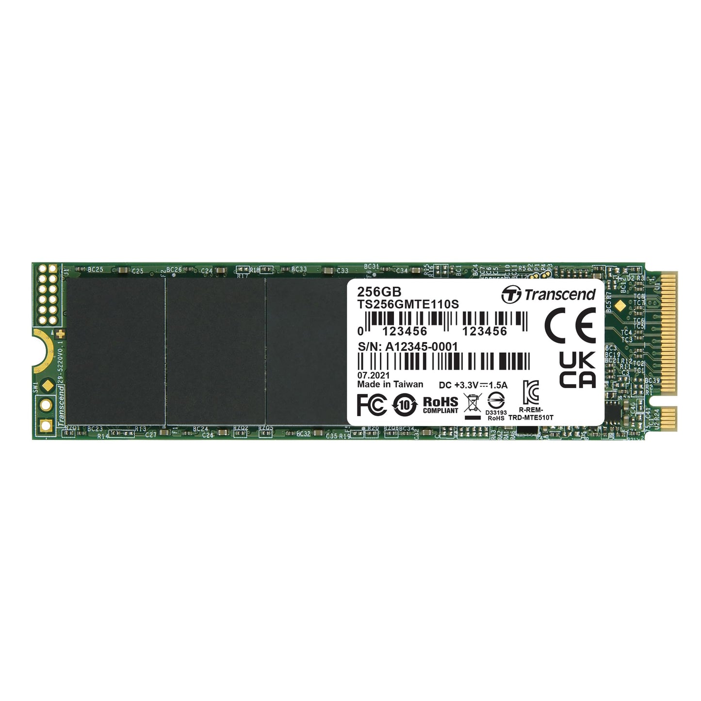 Transcend 256GB PCIe Gen3 x4 M.2 SSD - 1700/1400 MB/s speeds, ideal for gaming and digital media production.