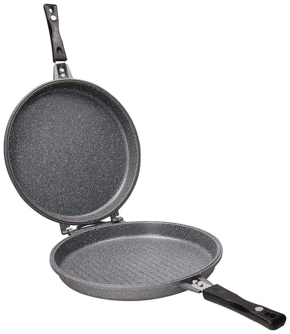 Tognana WI758F2AMN2 double frying pan 30 cm, aluminum, black - durable, non-stick, even heat distribution.