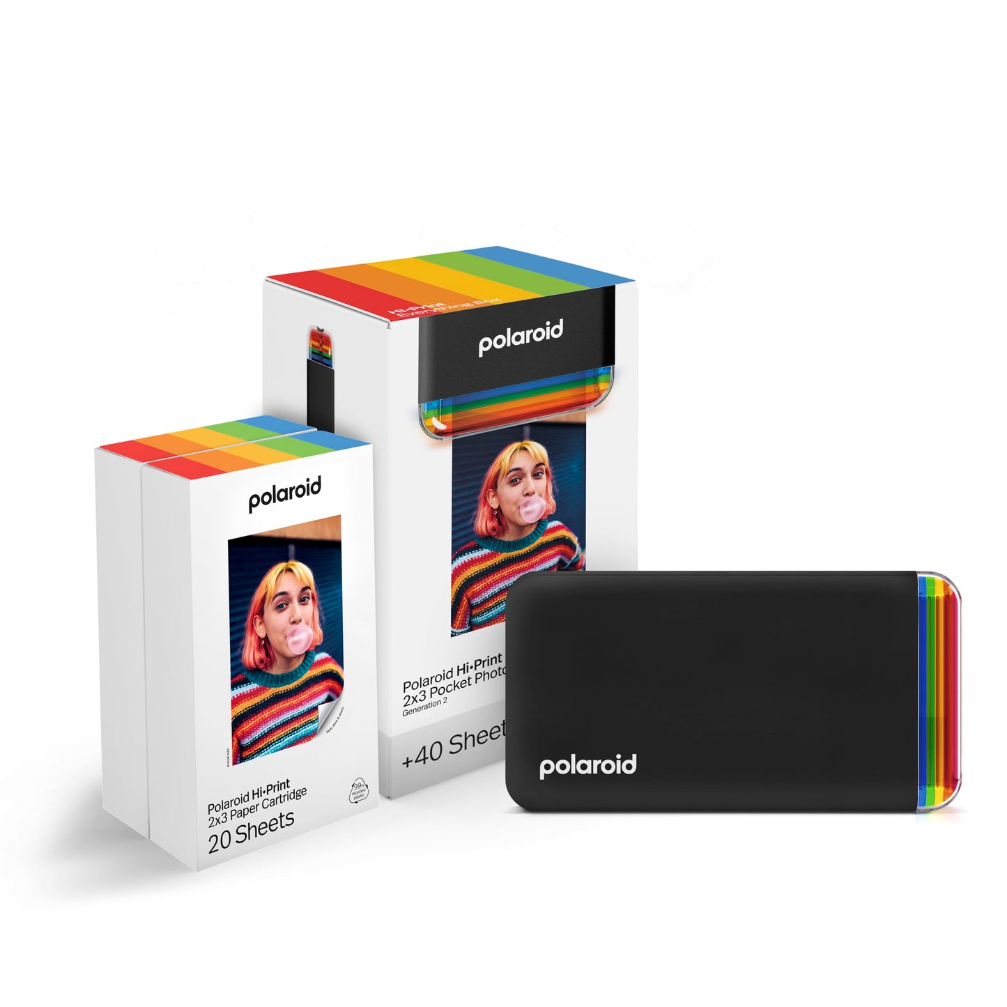 Fotoprinteris Polaroid Hi-Print Bundle + Paper 2. paaudzes Bluetooth 2x3 kabatas foto un dye-sub printeris, melns