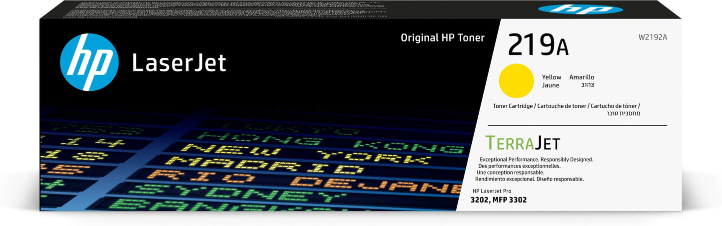 HP 219A Yellow Original LaserJet Toner Cartridge - High-quality, reliable printing, compatible with HP LaserJet printers.