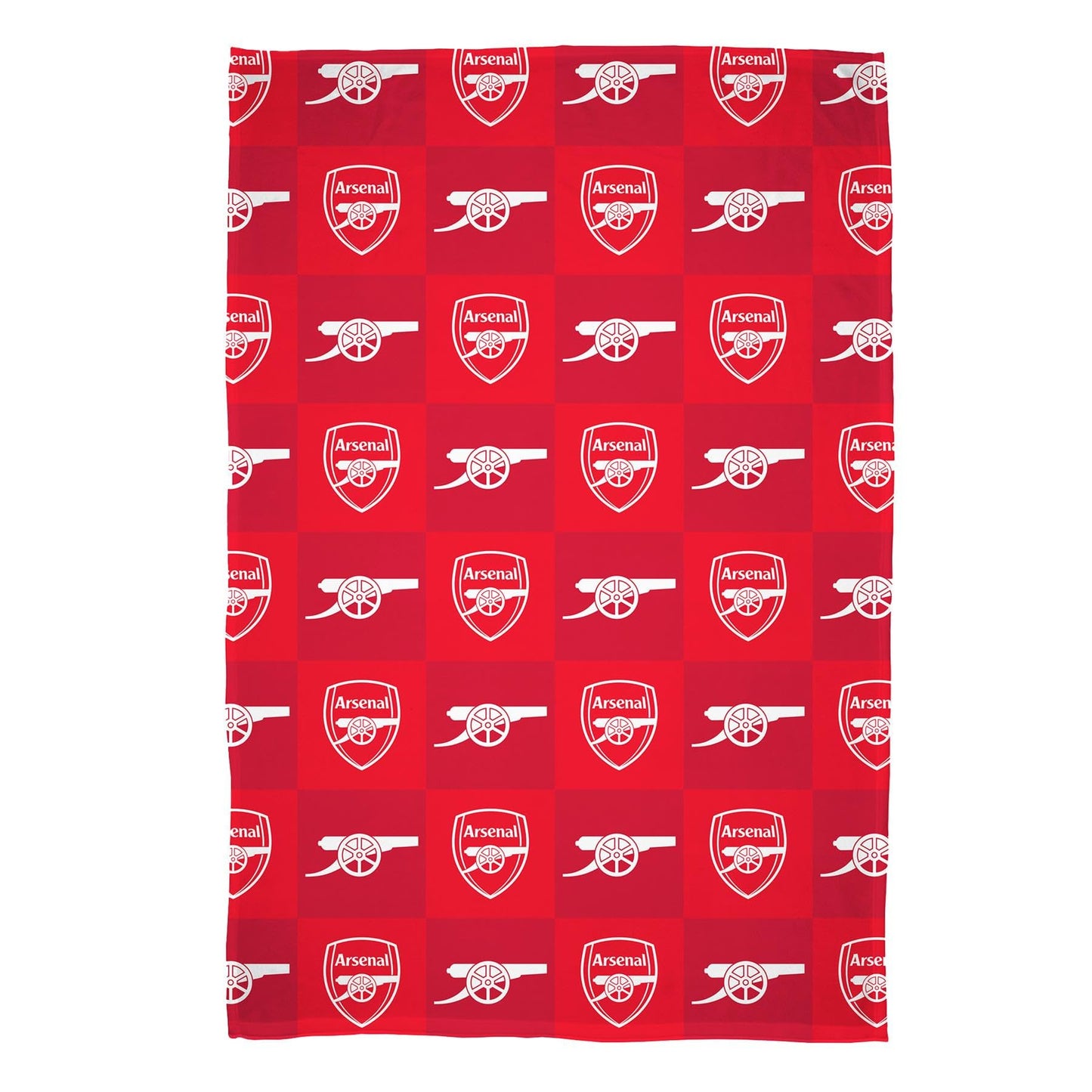 Character World Arsenal FC flīsa sega, emblēma, rūtiņu raksts, gultas pārklājs, īpaši mīksta flaneļa sega, 100 × 150 cm, perfekta futbola līdzjutējiem