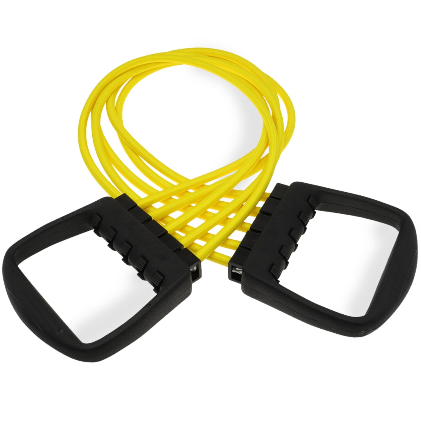 Deuser Expander Original ar rokturiem, dzeltena, 10-50 kg, ražots Solingenā, Vācijā, no dabīgā lateksa, spēka treniņam, fitnesam, sportam, pievilkšanās un jogai