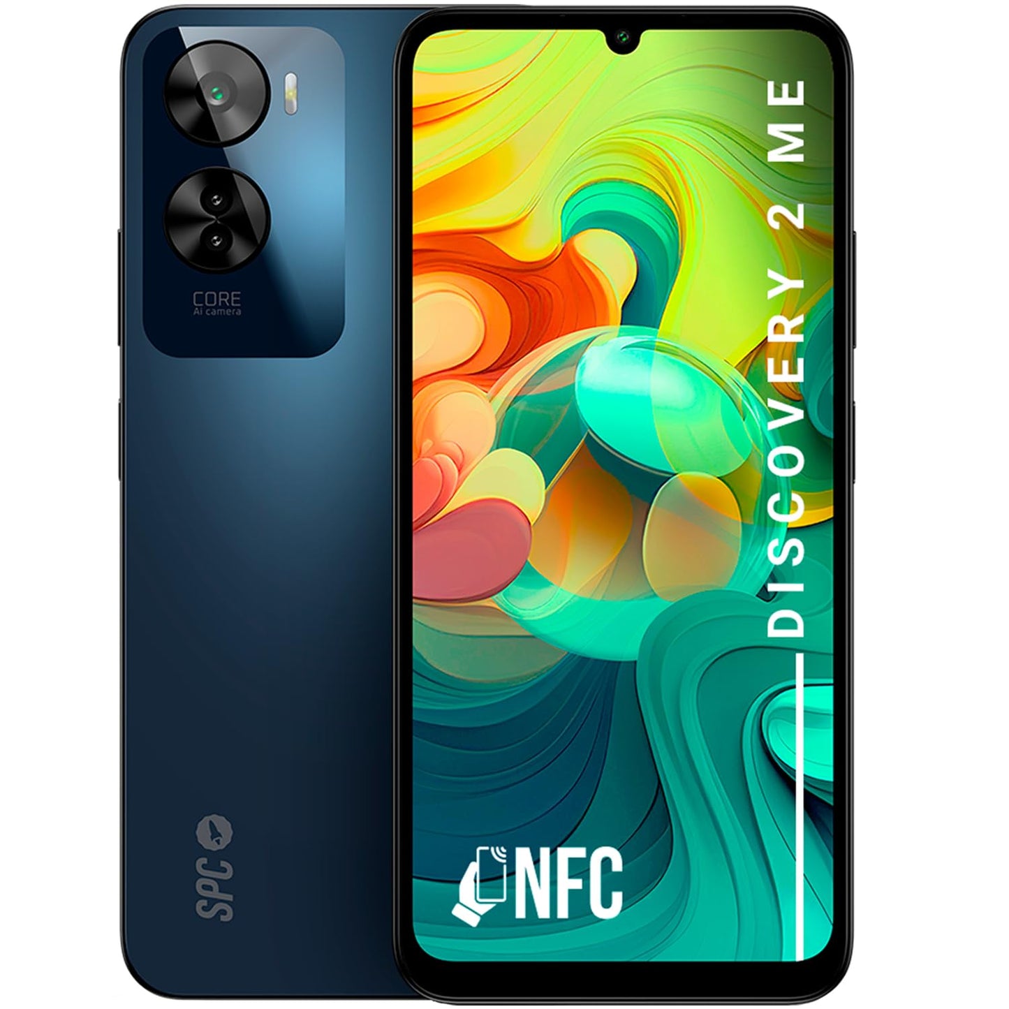 SPC Discovery 2 ME - 6.75" HD+ display, 6GB RAM, 256GB storage, triple AI camera, NFC, 5000mAh battery, Android 14, biometric unlock.