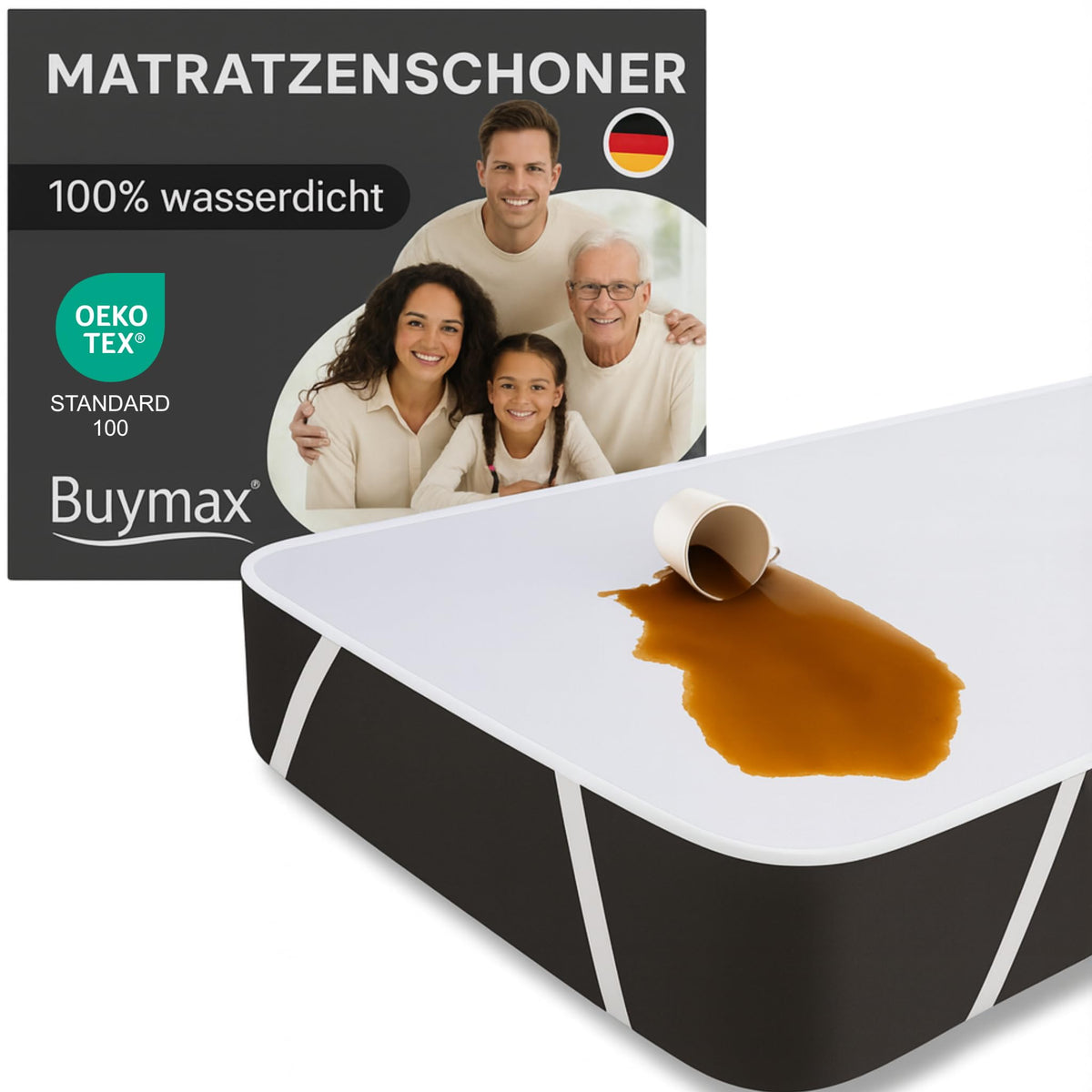 Matracis aizsargs Buymax 90x200cm ūdensnecaurlaidīgs – Oeko-Tex sertificēta nesaturēšanas palaga, mazgājama