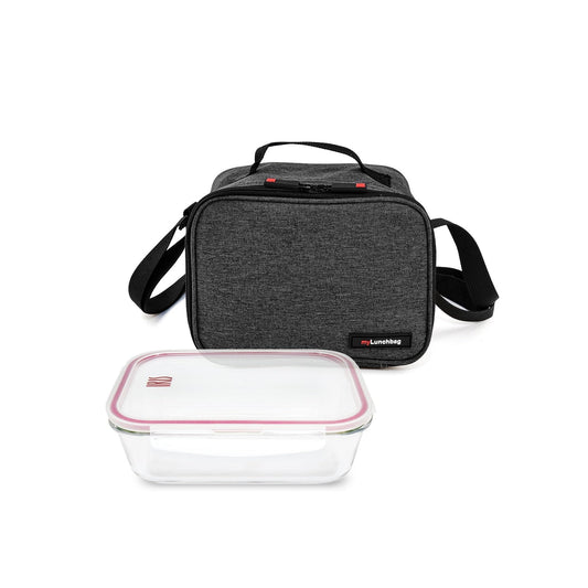 Iris Barcelona Goggle lunch bag black - insulated, includes glass, 840 ml capacity