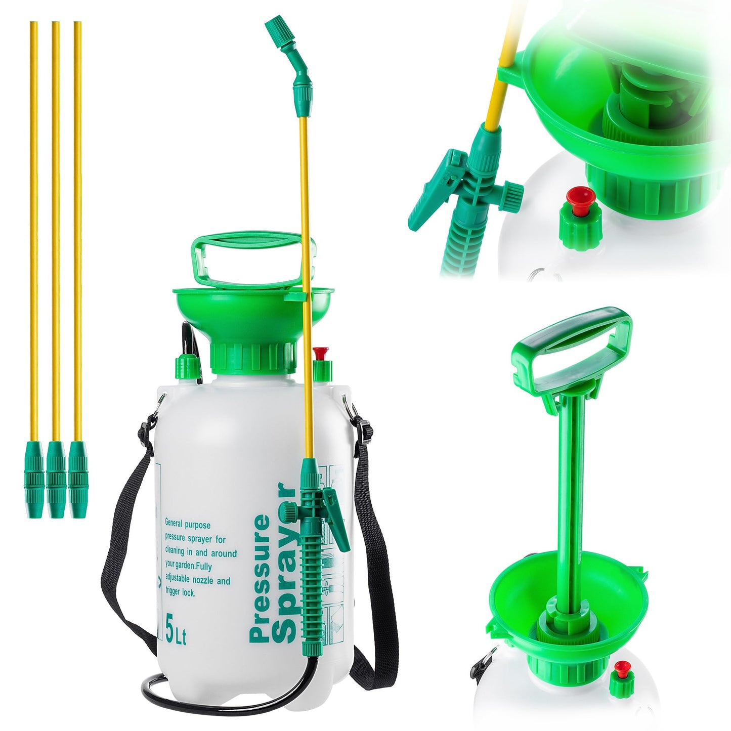 KADAX spiediena smidzinātājs 5 L, spiediena smidzināšanas ierīce ar 160 cm lance, dārza smidzinātājs, augu smidzinātājs dārzam un siltumnīcai, pumpja smidzinātājs, smidzināšanas pudele