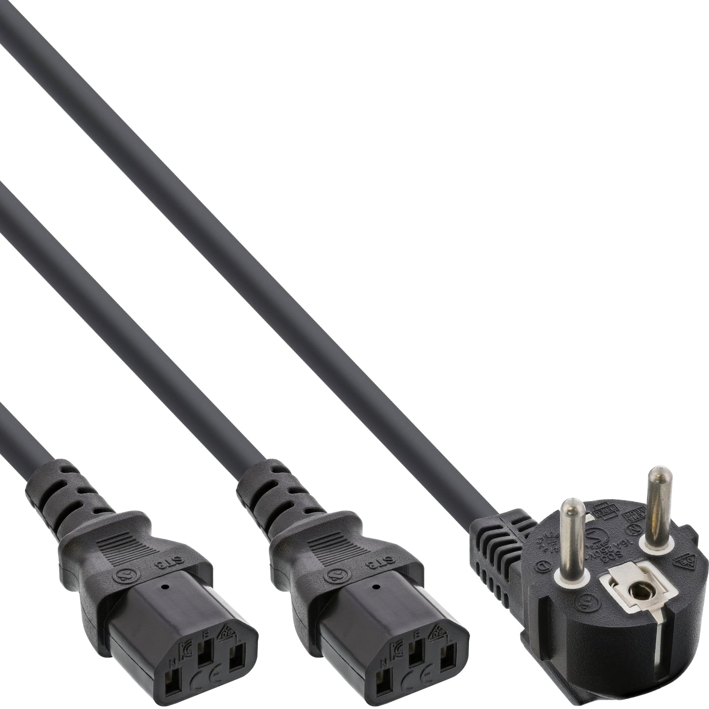 Barošanas Y-kabelis InLine 16653, 1x Schuko spraudnis uz 2x aukstuma ierīces spraudni, 1,8m