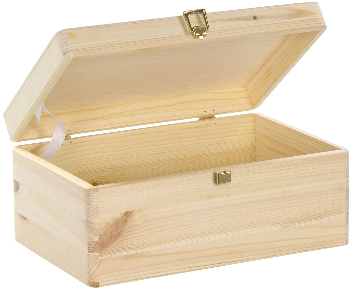 Koka kaste ar vāku un slēdzeni LAUBLUST – 30x20x14cm, dabīga, uzglabāšanas kaste un atmiņu lāde, FSC® | rokdarbiem un dāvanām