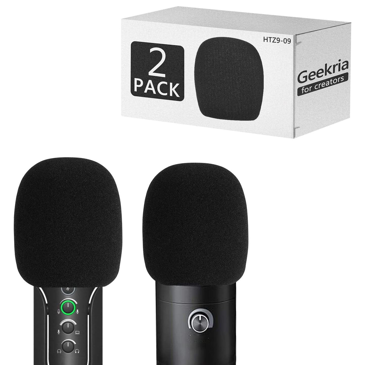 Mikrofona vēja aizsargs Geekria, 1,6 Zoll diametrs, putu popfiltrs, saderīgs ar Sennheiser Profile, FIFINE K669B, T669, melns, 2 gab.