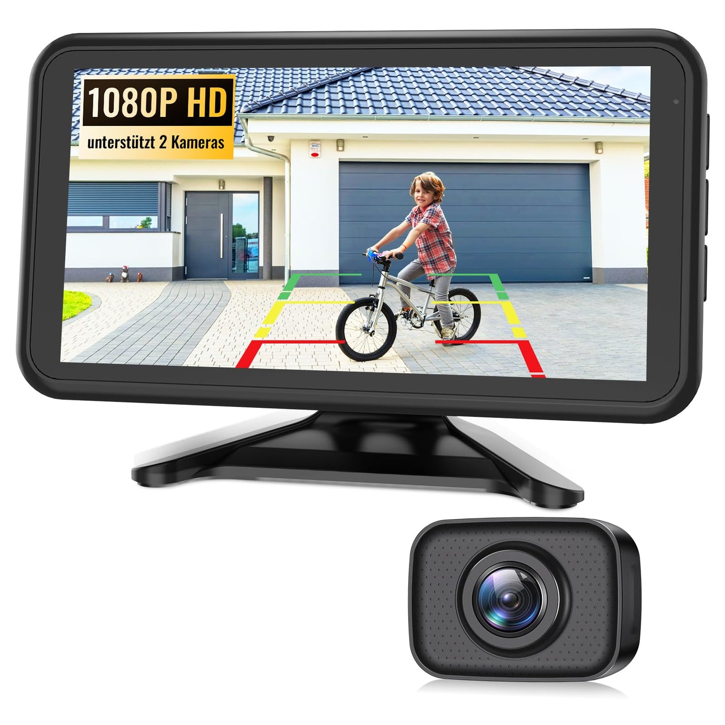 AUTO-VOX W12 bezvadu atpakaļskata kamera automašīnai: 5" LCD 1080P atpakaļskata kamera, kas atbalsta 2 kameras, atpakaļskata kameru uzstādīšana ar stabilu signālu, IP69K ūdensizturīgs, nakts redzamība automašīnām, kravas automašīnām, kemperiem