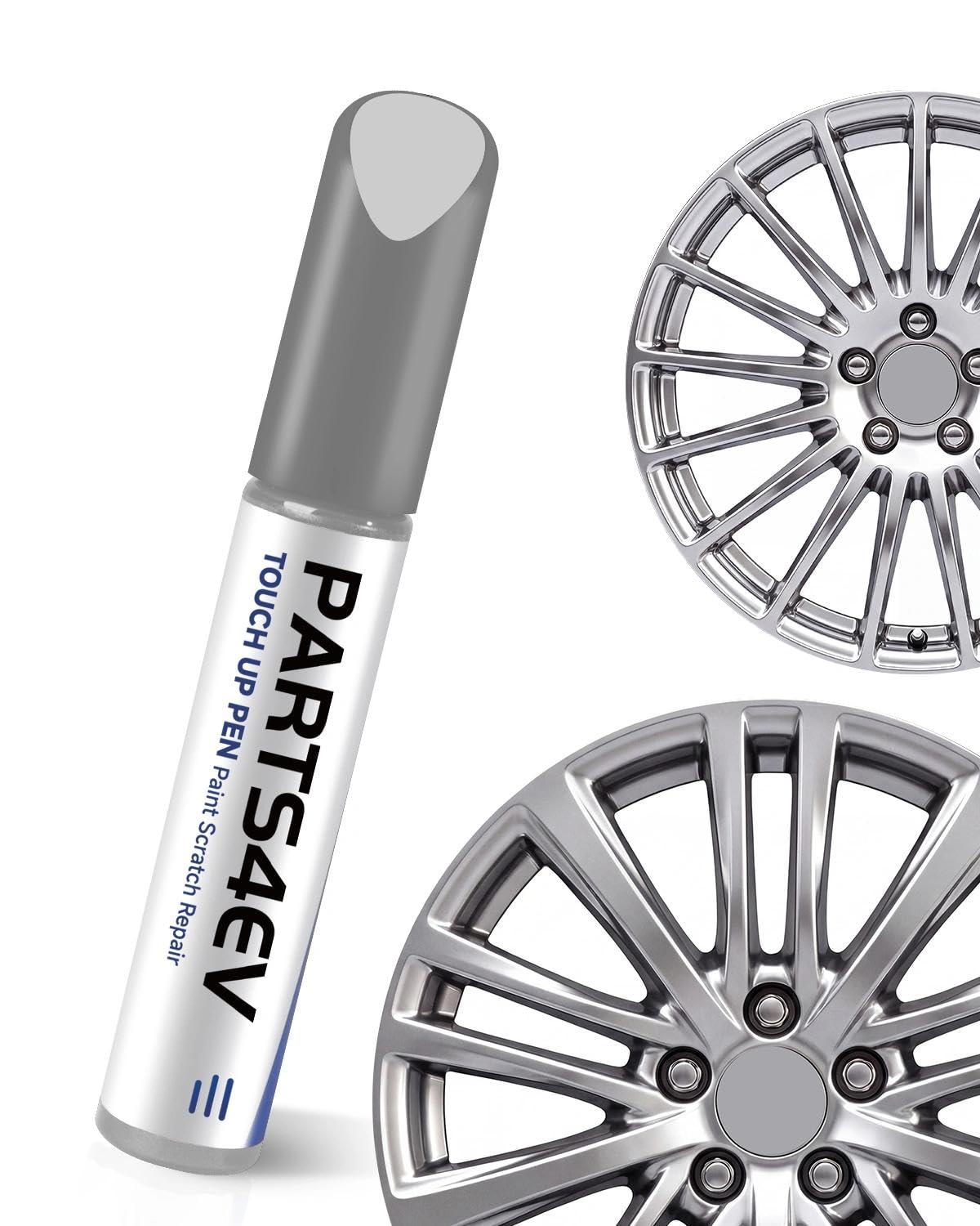 PARTS4EV suderinamasis ratlankių remonto dažas sidabriniams aliuminio ratlankiams – smulkių įbrėžimų DIY remontui, atsparus vandeniui, apsaugotas nuo UV spindulių ir ilgalaikis spalvos stabilumas automobiliui, motociklui, dviračiui ir metaliniams ratlanki