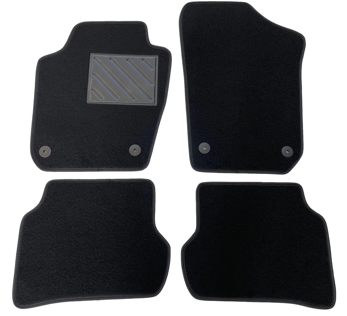 Grīdas paklāji Seat Ibiza 6J 2008-2017 Fix apaļi, precīzi, neslīdoši, PVC papēža aizsargi, fiksācijas enkuri, melni