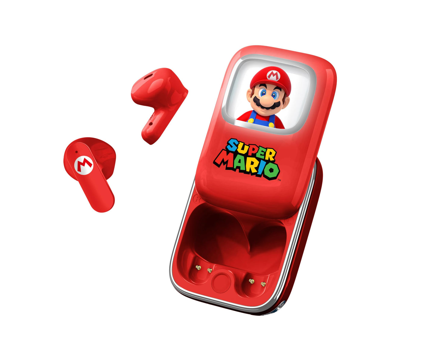 OTL Technologies bezvadu austiņas Super Mario - bīdāma uzlādes kārba, LED gaisma, ergonomisks dizains.