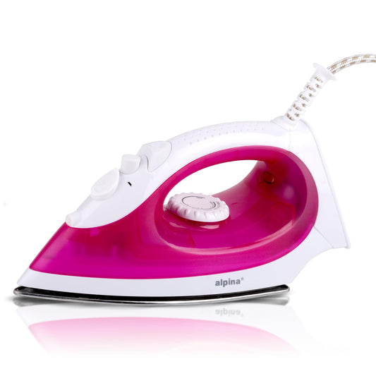 Alpina tvaika gludeklis - 2000W, tvaika un ūdens izsmidzināšana, regulējama temperatūra, 120ml tvertne, nerūsējošā tērauda zole, rozā/balts