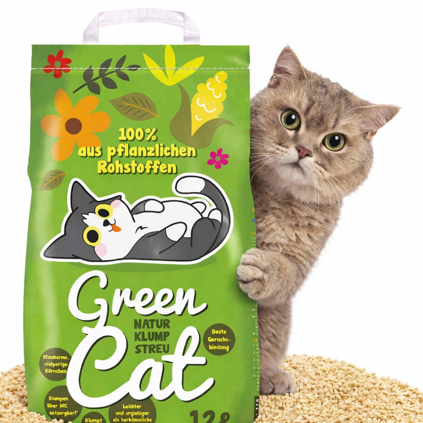 Kaķu smiltis GreenCat Naturklumpstreu 8X 12L (96L)