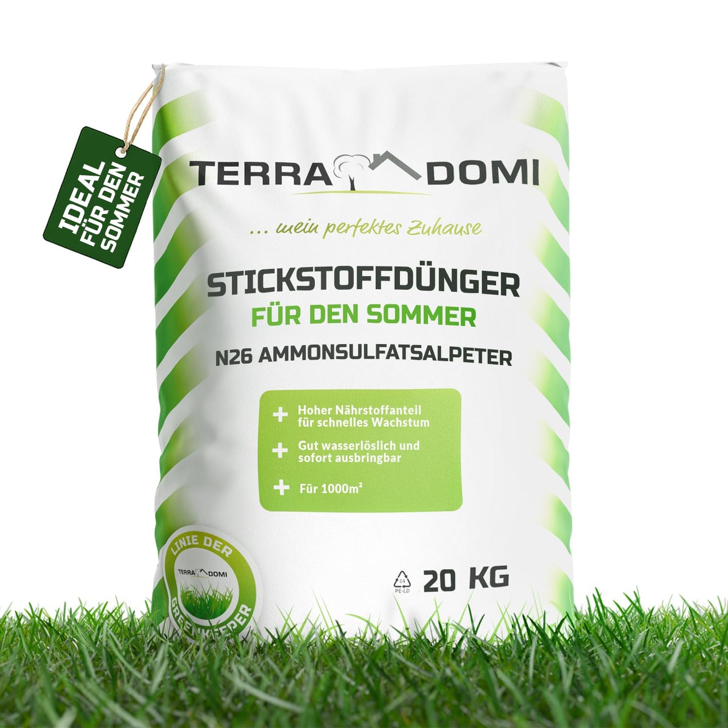 Ātrdarbīgs vasaras zāliena mēslojums Turbo Schnell Grün 20kg, N26 slāpekļa mēslojums