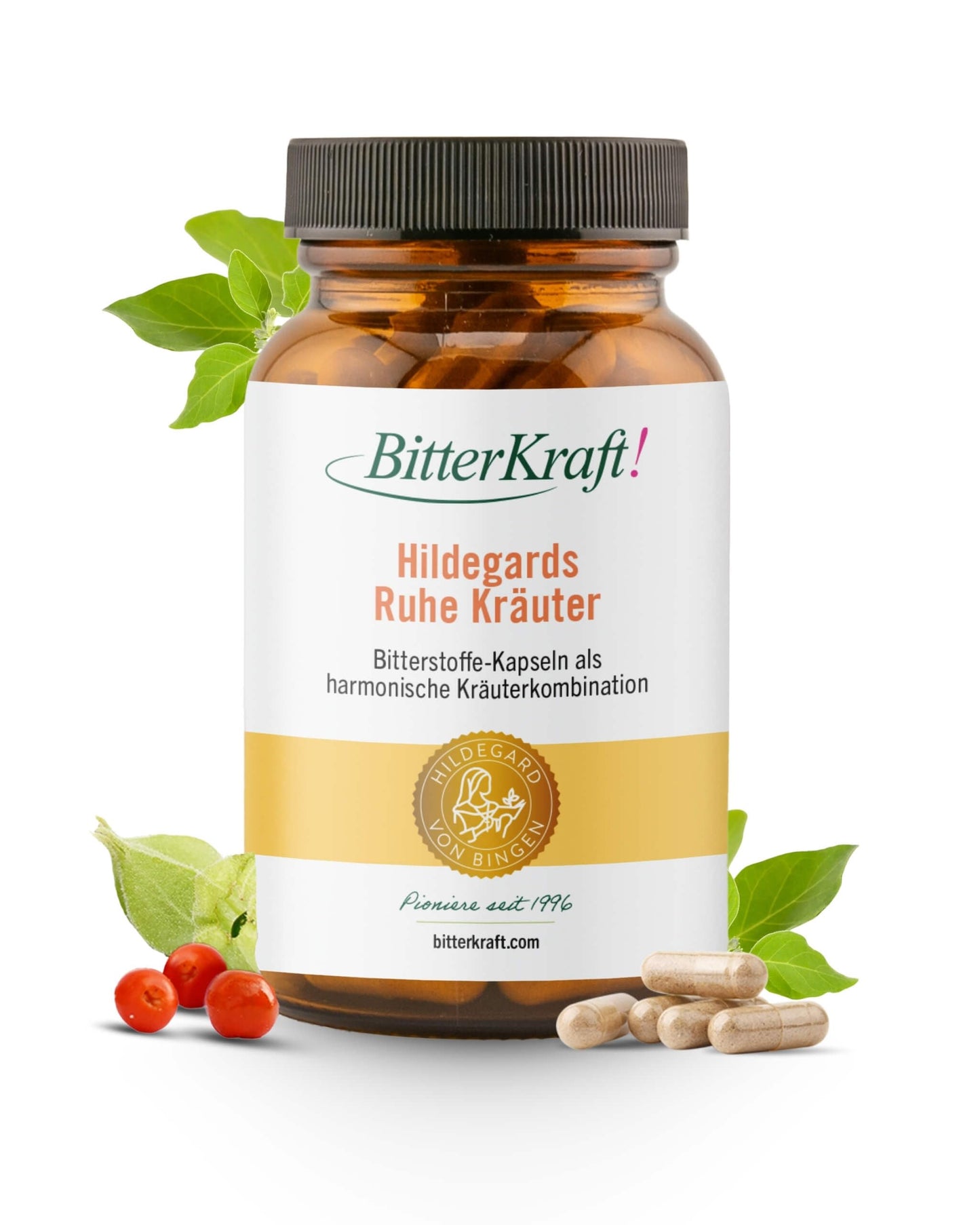 BitterKraft! Hildegardas miera garšaugi - 120 kapsulas - ar bio ashwagandha, rožsaknes ekstraktu, B2, B6 un B12 - iedvesmots no Hildegardas no Bingenas - bez piedevām - 100% dabīgs - ražots Vācijā