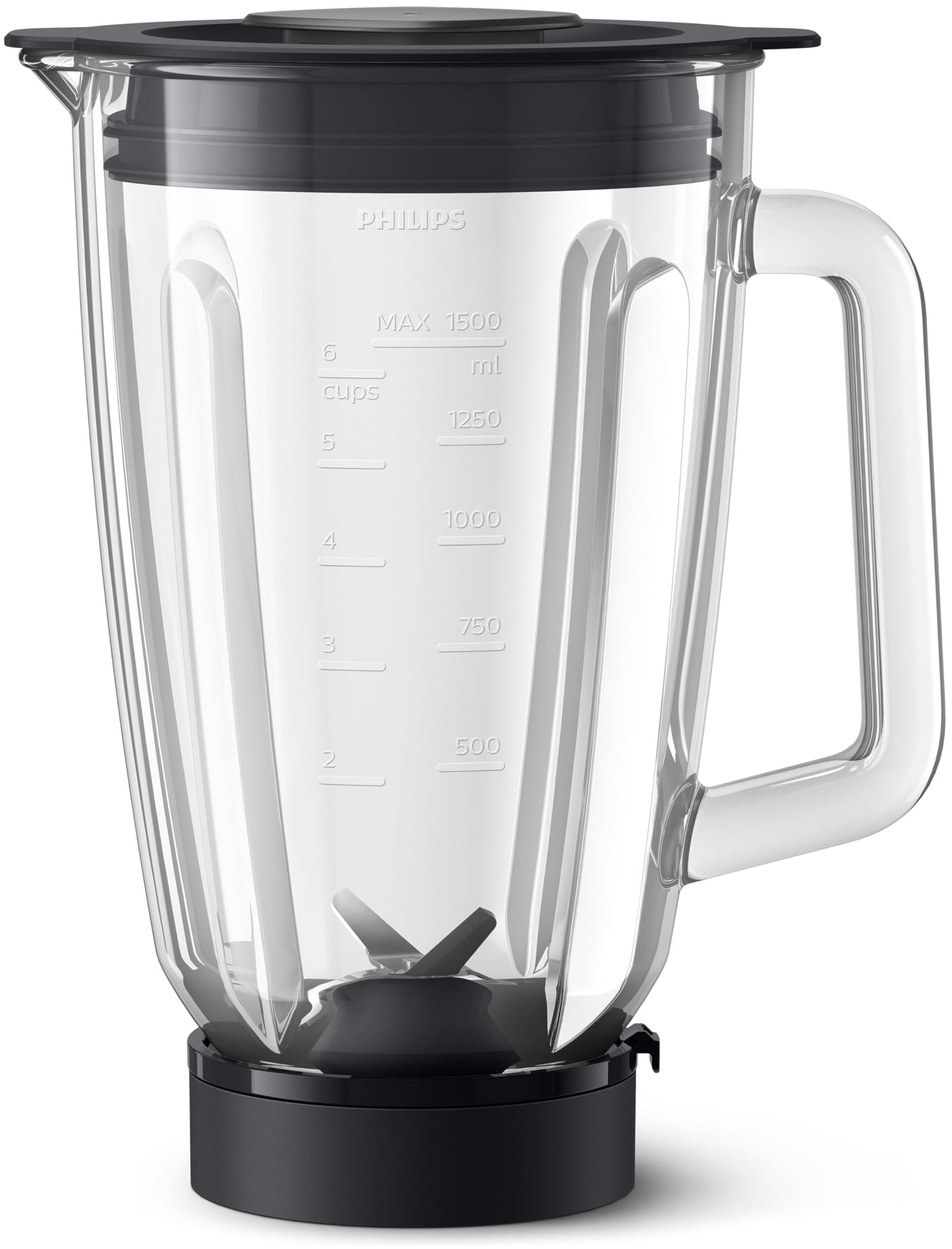 Philips miksera trauks - 1,5 l stikla krūze, ProBlend tehnoloģija, trauku mazgājamai mašīnai, melns, HR0721/00