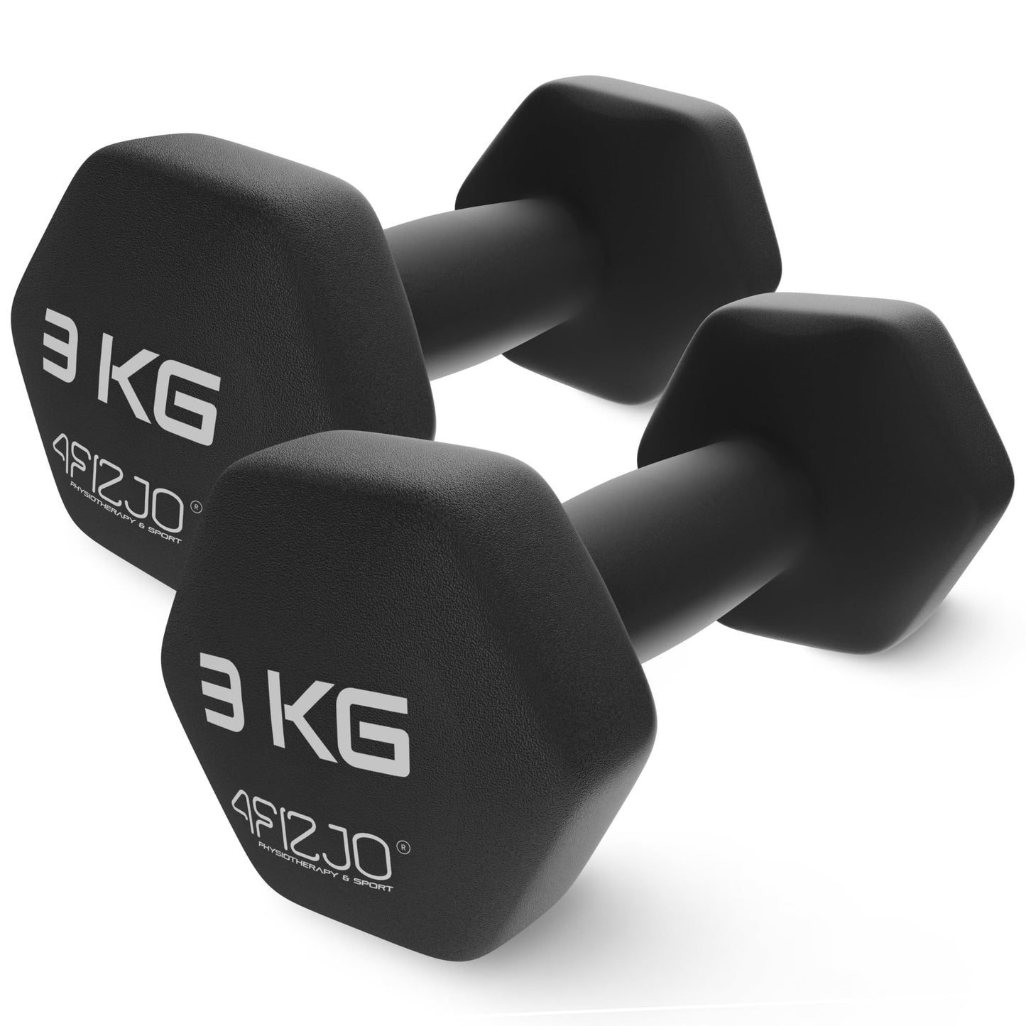 4FIZJO hanteles CLASSIC 2x3 kg, čuguna hanteles ar neoprēna pārklājumu, roku hanteles, svari, Dumbbell sievietēm, patīkamas pieskārienam, aerobikai, izturības un rehabilitācijas treniņiem, melnas