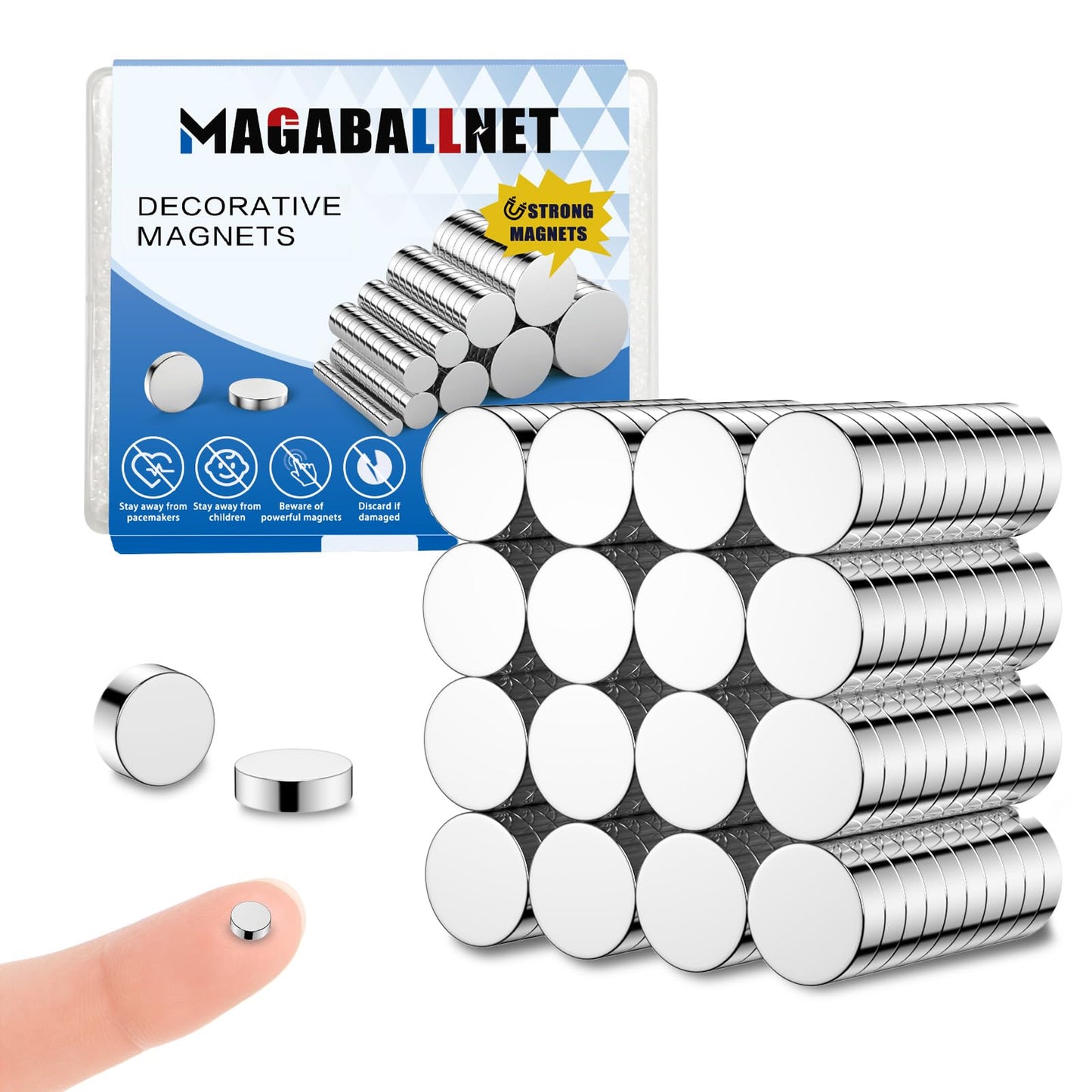 Mazie jaudīgie magnēti MAGABALLNET, 100 gab., 5×2mm neodīma ledusskapja magnēti tāfelēm, rokdarbiem, birojam un virtuvei